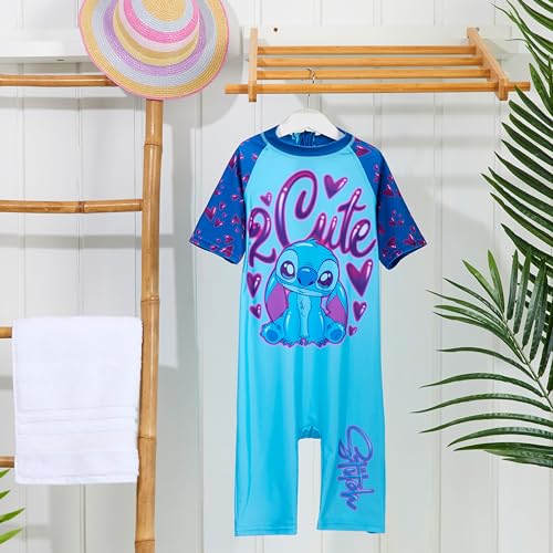 Disney One Piece Swimsuit, Full Kids Swimsuit - Kids Gifts (Blue/Navy Stitch, 11-12 Years) - Image 2