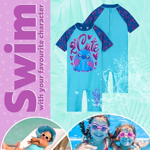 Disney One Piece Swimsuit, Full Kids Swimsuit - Kids Gifts (Blue/Navy Stitch, 11-12 Years) - Image 5