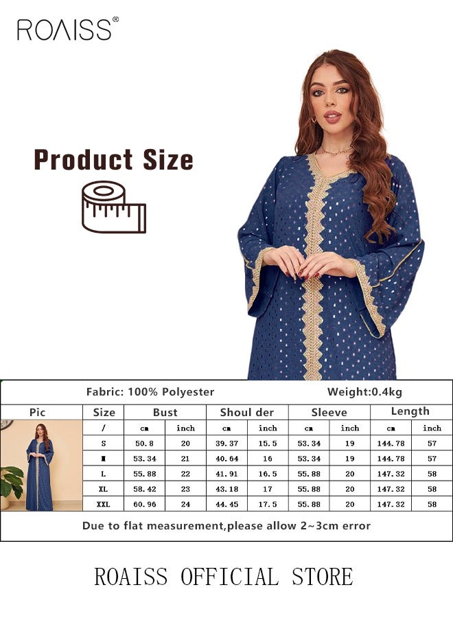 roaiss فساتين نسائية فاخرة برقبة على شكل حرف V منقطة رداء ماكسي أنماط حصرية عباية عصرية أنيقة الشرق الأوسط العربية مأدبة حفل زفاف فستان نسائي ملابس المهرجانات - Image 3