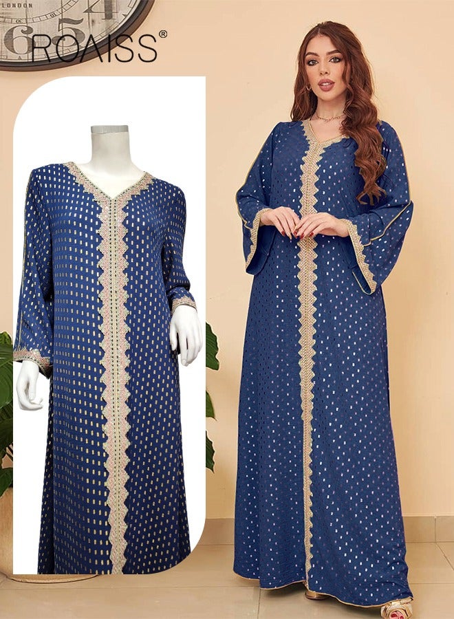 roaiss فساتين نسائية فاخرة برقبة على شكل حرف V منقطة رداء ماكسي أنماط حصرية عباية عصرية أنيقة الشرق الأوسط العربية مأدبة حفل زفاف فستان نسائي ملابس المهرجانات - Image 1