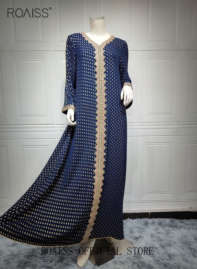 roaiss فساتين نسائية فاخرة برقبة على شكل حرف V منقطة رداء ماكسي أنماط حصرية عباية عصرية أنيقة الشرق الأوسط العربية مأدبة حفل زفاف فستان نسائي ملابس المهرجانات - Image 2