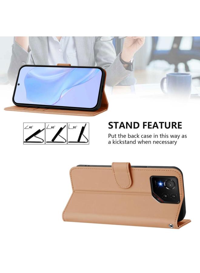 اس-توب جراب لهاتف Asus ROG Phone 9 / 9 Pro مصنوع من الجلد بلون سادة مع حبل - Image 3