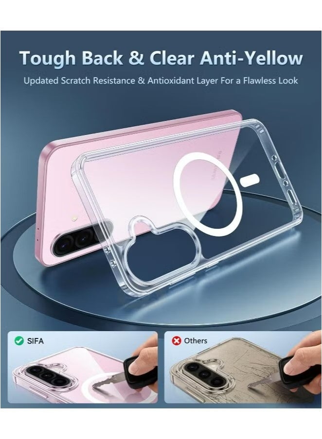 X-level Samsung Galaxy A56 Case with HD Tempered Glass Screen Protector | 3-in-1 Bundle, MagSafe-Compatible Rugged Shockproof Cover, Anti-Yellowing Clear Bumper Case, Anti-Scratch & Anti-Fingerprint Design (Clear Magnetic)  - Image 3