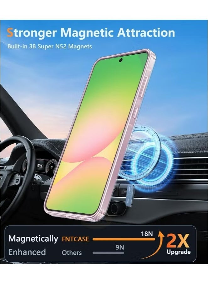 X-level Samsung Galaxy A56 Case with HD Tempered Glass Screen Protector | 3-in-1 Bundle, MagSafe-Compatible Rugged Shockproof Cover, Anti-Yellowing Clear Bumper Case, Anti-Scratch & Anti-Fingerprint Design (Clear Magnetic)  - Image 2