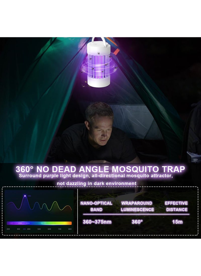 Jourvent - 2 in 1 Rechargeable Electric Mosquito Killer and Fly Killer for Indoor and Outdoor Use, Portable with USB, UV and Safety Net, 360° Electric Mosquito Killer Lamp for Bedroom, Backyard, Camping - Image 1