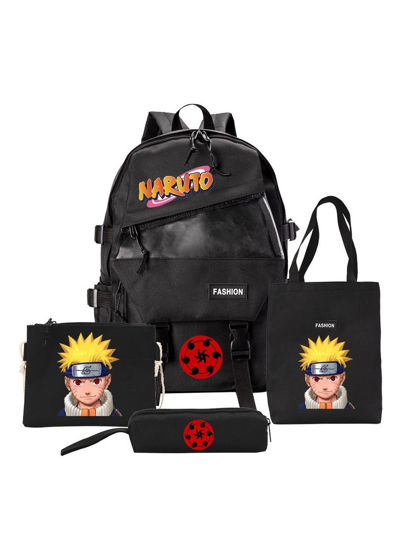 KUYING Four Piece Naruto Backpack Anime Backpack 