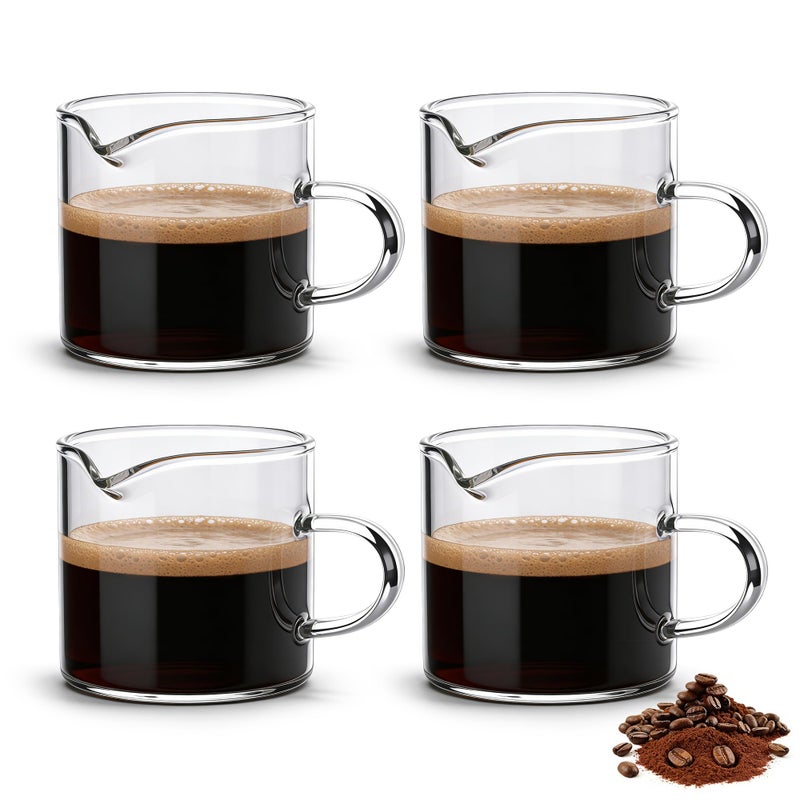 Gulex Espresso Cups, Set of 4, Glass Coffee Espresso Cups with Pour Spout, 4 oz, Clear, Dishwasher Safe - Image 1