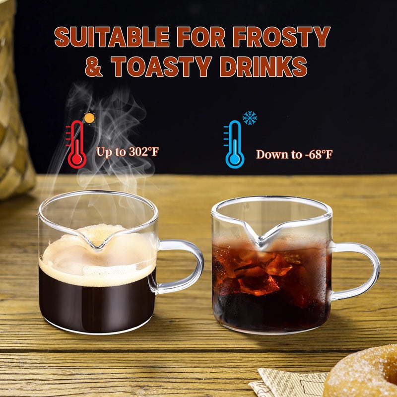 Gulex Espresso Cups, Set of 4, Glass Coffee Espresso Cups with Pour Spout, 4 oz, Clear, Dishwasher Safe - Image 5