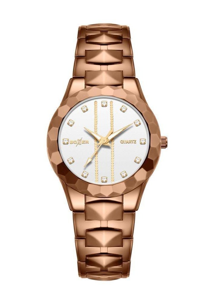 بوكسر ساعة يد أنيقة للسيدات من Boxer BX-073-6 - حزام من الفولاذ المقاوم للصدأ، حركة كوارتز - Image 2