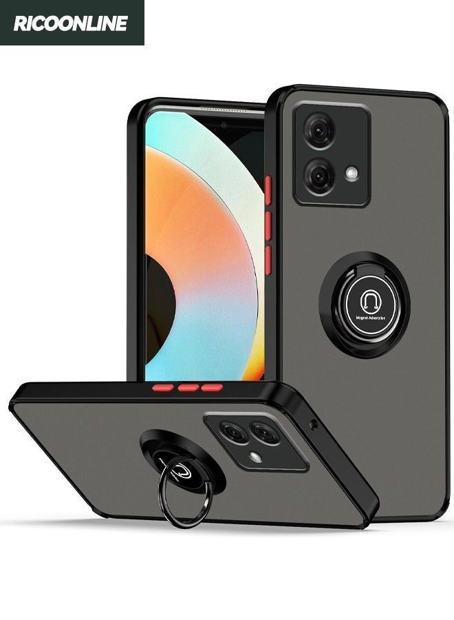 Asan Ge Motorola Moto G84 5G Case, Skin Feeling Protective Case with Magnetic Kickstand, Anti-Scratch Non-Slip and Shockproof Back Cover for Motorola Moto G84 5G, Black - Image 1