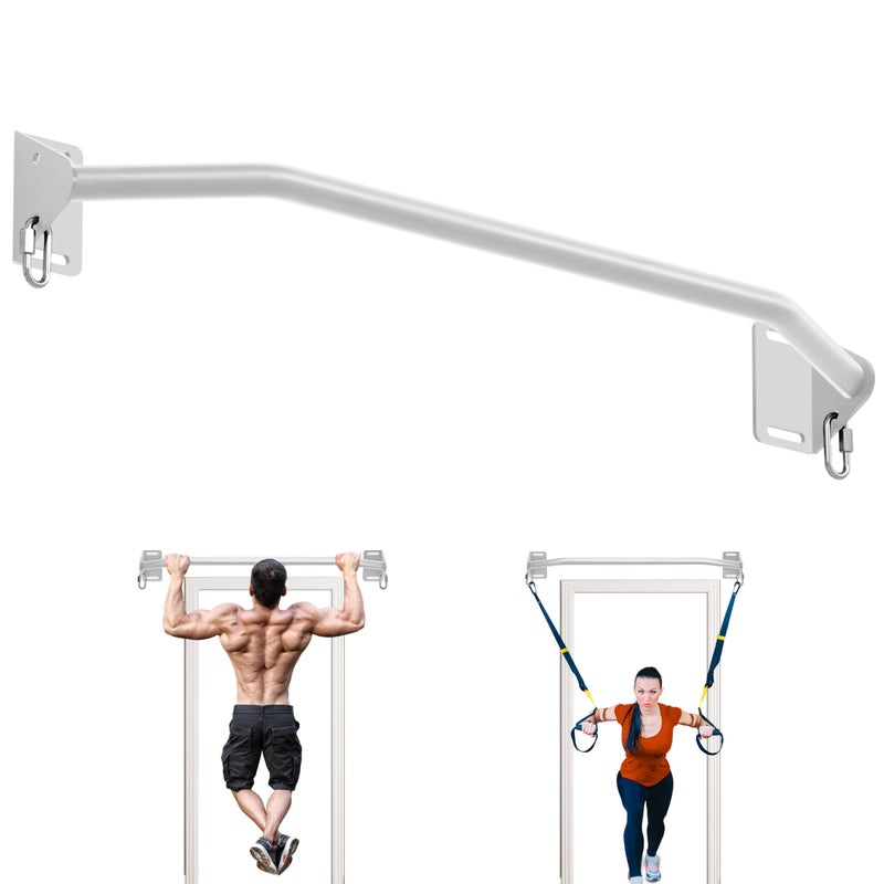 HWOOUSA Pull Up Bar Wall Mounted-Heavy Duty Joist Mounted Pull Up Bar-Premium Strength Training Pull-Up Bars-Fast and Easy Installation for Home and Garage Use,Supports up to 600 Lbs (White) - Image 1