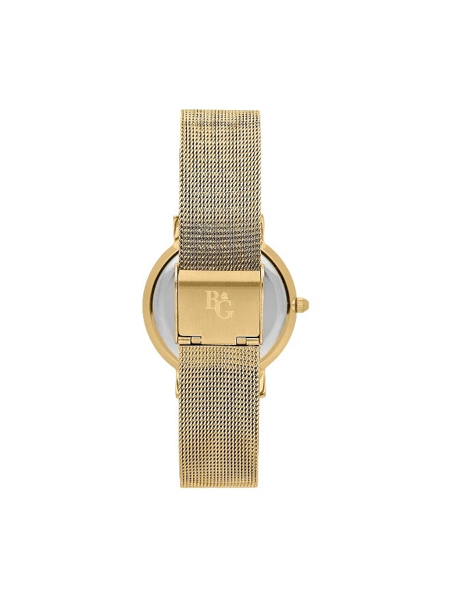 B&G Women's White Round Analog Dial with Gold Metal Band Watch - 34mm - R3853252543 - Image 5