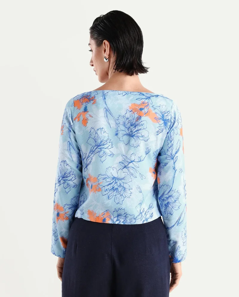 Rareism Women's Printed Top With Zipper Opening
