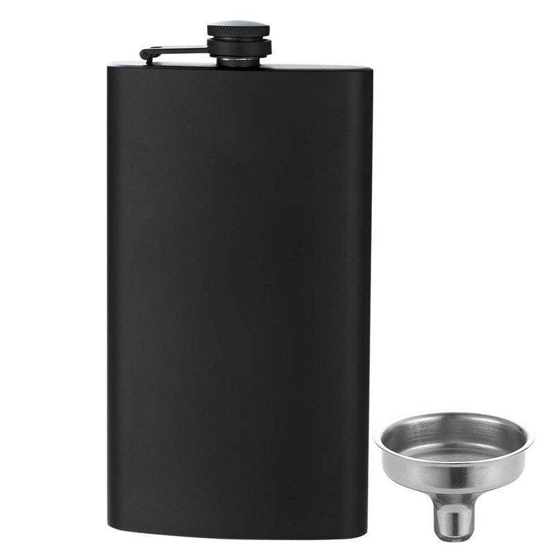 YFS 12 Oz Hip Flask for Liquor Matte Black Stainless Steel Leakproof with Funnel Great Gift Idea Flask