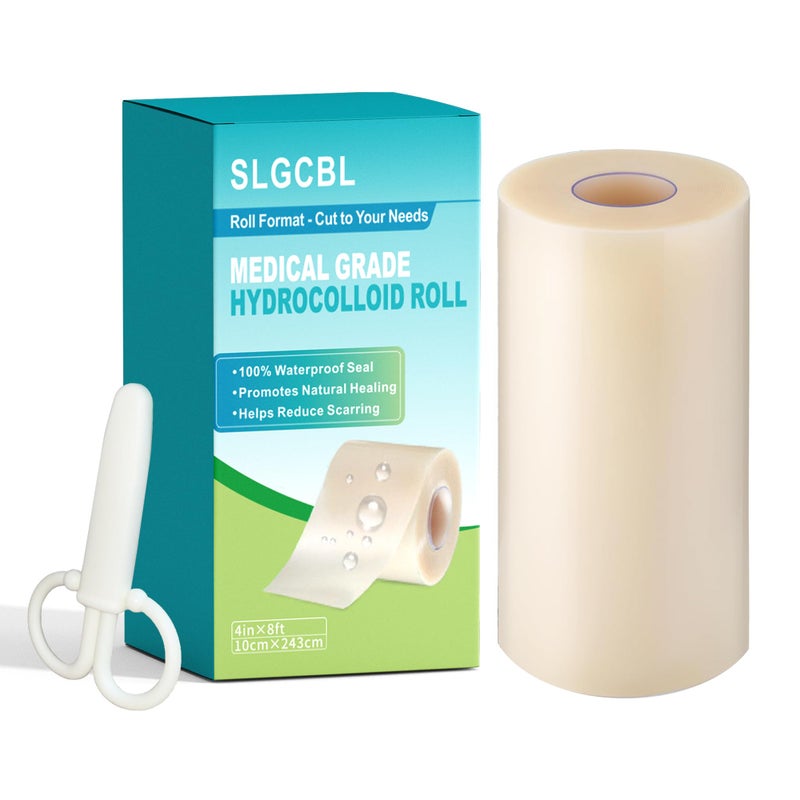 SLGCBL Hydrocolloid Roll 4" x 96", XXL Medical Grade Hydrocolloid Bandages, Pimple Patch Tape Roll for Acne, Wound Care, Burns, Blisters, Bed Sore, First Aid Kit Essential (4in x 8ft) - Image 1