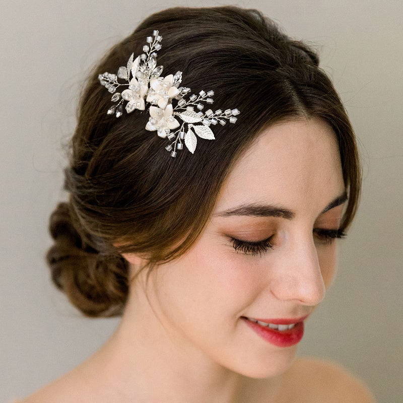 SWEETV Wedding Hair Comb Clip Bridal Crystal Wedding Hair Accessories for Brides and Bridesmaid, Silver - Image 3