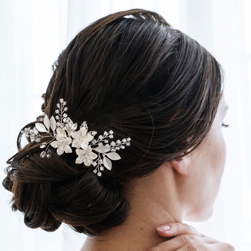 SWEETV Wedding Hair Comb Clip Bridal Crystal Wedding Hair Accessories for Brides and Bridesmaid, Silver - Image 2