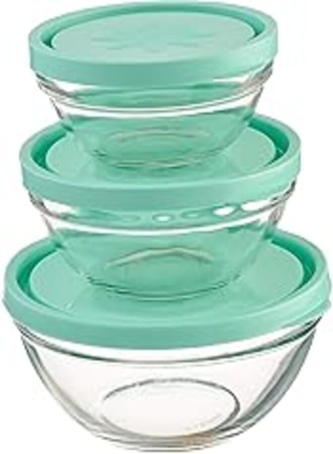 AGFA Glass Round Refrigerator Food Container Set 400 ml 3 Pieces - Multi Color
