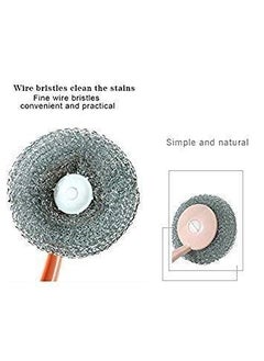 RELEMTRA RELEMTRA Glass Jar Bottle Dishwashing Brush with Handle Steel Wire Ball Oil Stain Removing Hanging Storage Design Kitchen Scrub Brush Suitable for Cleaning Dishes Pans Sinks  - Image 3