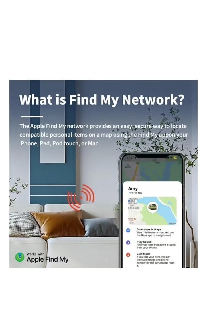 Smart Bluetooth Tracker Key Finder – Anti-Loss Device Compatible with Apple Find My App, Works with iOS, Black (2 Pack) - Image 3