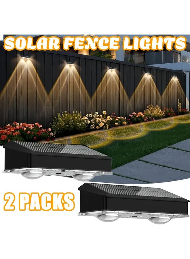 2 Packs Solar Wall Lights Outdoor Smart Sensor Decorative Lighting For Fences - Image 1