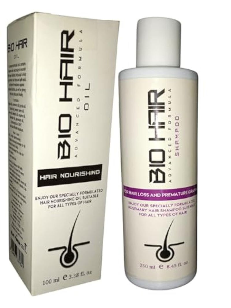 Hair Intensive Nutrition Package Anti Fall " Bio Hair " Shampoo + Nourishing Oil For Complete Hair Care, From Al Safwa Pharmacy - Image 1
