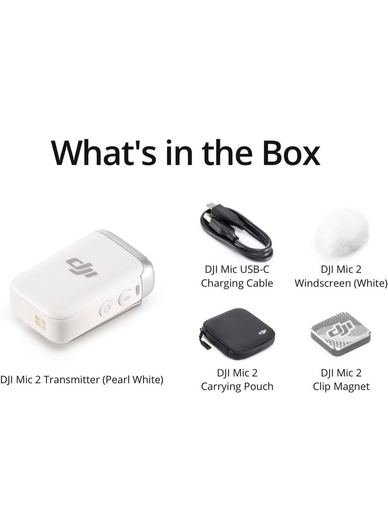 Dji World DJI Mic 2 Transmitter (Pearl White), Wireless Microphone with Intelligent Noise Cancelling, 14-Hour Internal Recording, 6-Hour Battery, Magnetic Attachment, Bluetooth Microphone, YouTube, Vlogs  - Image 3