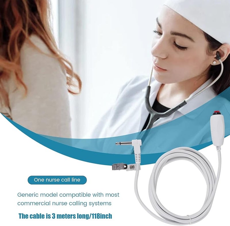 كابل طوارئ ممرضة مع مفتاح ضغط أبيض 6.35 مم خط - Image 5