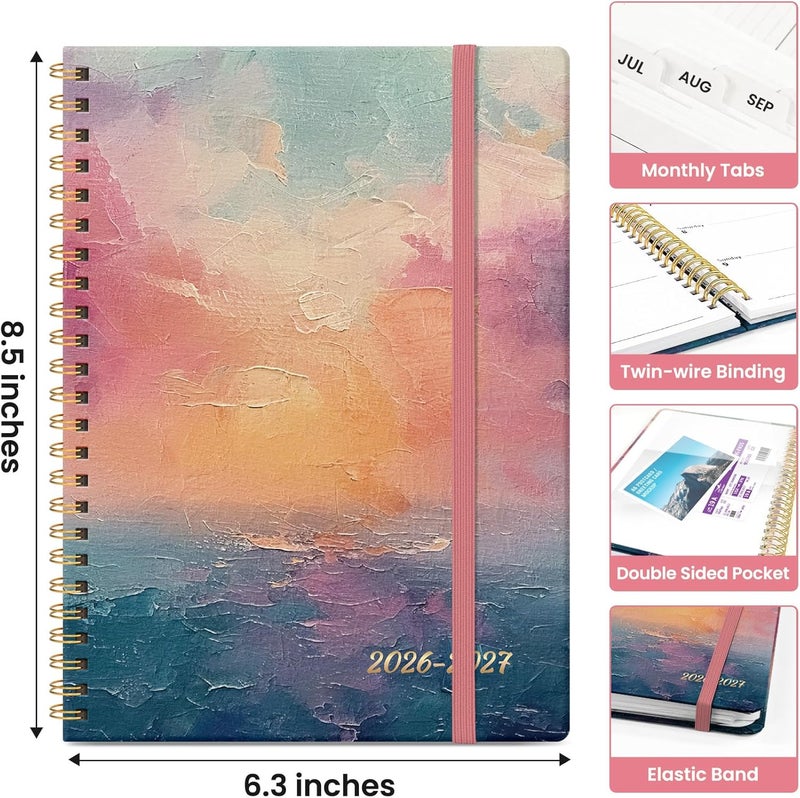 Taja 2026 Planner, Aesthetic Weekly and Monthly Planner for Women, Jan 2026 to Dec 2026, Hardcover 2026 Calendar Book with Monthly Tabs, Inner Pocket, Perfect for Office Home School - A5 (6.3" x 8.5 - Image 4
