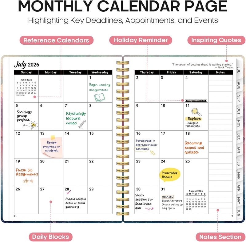 Taja 2026 Planner, Aesthetic Weekly and Monthly Planner for Women, Jan 2026 to Dec 2026, Hardcover 2026 Calendar Book with Monthly Tabs, Inner Pocket, Perfect for Office Home School - A5 (6.3" x 8.5 - Image 2