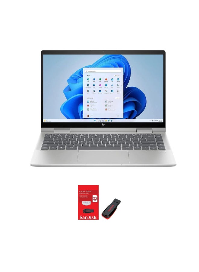 (Upgraded Version) Envy X360 14-Es0033dx 2 In 1 Touchscreen Laptop With 14-Inch FHD Display, Core i7-1355U Processor/16GB RAM/1TB SSD/Intel Iris Xe Graphics/Windows 11 (32GB USB Card) English Silver (32GB USB Card)