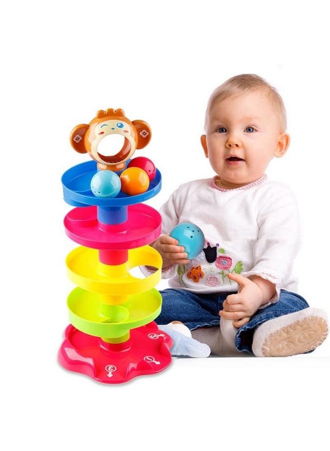 Niku Ramp Roll Ball Drop and Roll Swirling Tower for Kids Baby Girls | 3 Rattle Balls BPA Free Non Toxic Material| StackToy for Kids (Roll Ball) - Image 1