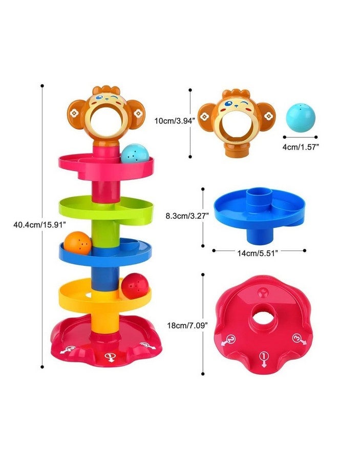 Niku Ramp Roll Ball Drop and Roll Swirling Tower for Kids Baby Girls | 3 Rattle Balls BPA Free Non Toxic Material| StackToy for Kids (Roll Ball) - Image 4