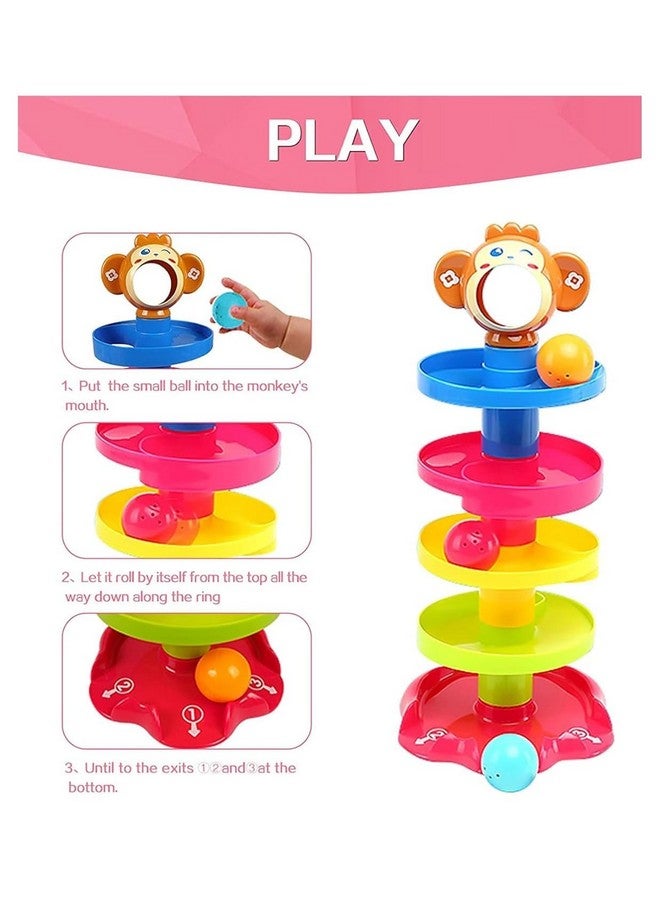 Niku Ramp Roll Ball Drop and Roll Swirling Tower for Kids Baby Girls | 3 Rattle Balls BPA Free Non Toxic Material| StackToy for Kids (Roll Ball) - Image 3