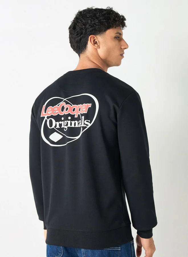 Lee Cooper Embroidered Sweatshirt with Long Sleeves and Crew Neck