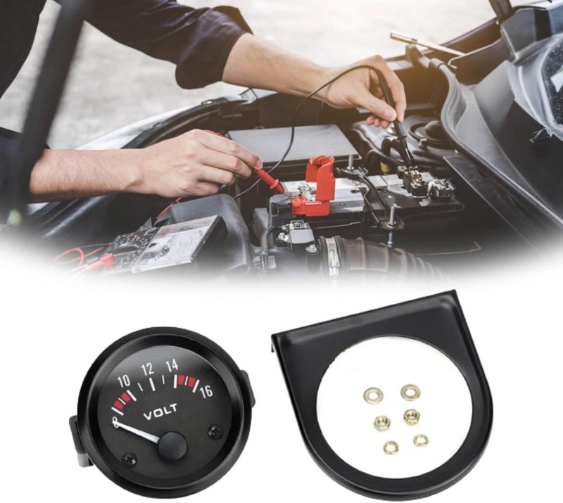 Aramox 12V Car Universal Voltmeter 52mm/2in Voltage Meter Gauge Black Dial 8-16V BX100007 Car Universal - Image 3