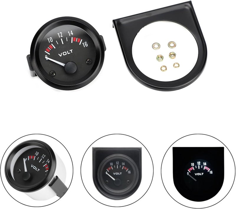 Aramox 12V Car Universal Voltmeter 52mm/2in Voltage Meter Gauge Black Dial 8-16V BX100007 Car Universal - Image 5