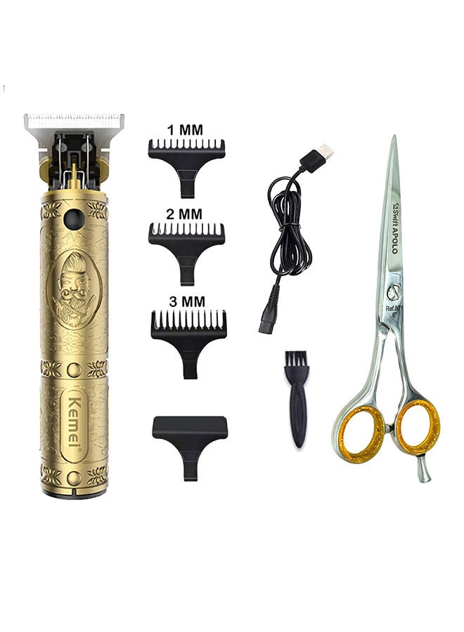 Kemei Professional Hair Clipper With Swift Scissor Set Gold 380grams - Image 1
