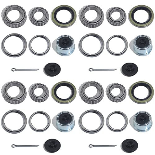 iBroPrat 4 Sets 3500 LB Boat Trailer Axle Bearing Kits L68149 L44649 Bearing Kits 171255TB1019 Grease Seals 198 Dust Covers and Rubber Plugs Cotter Pins for 84 Spindle
