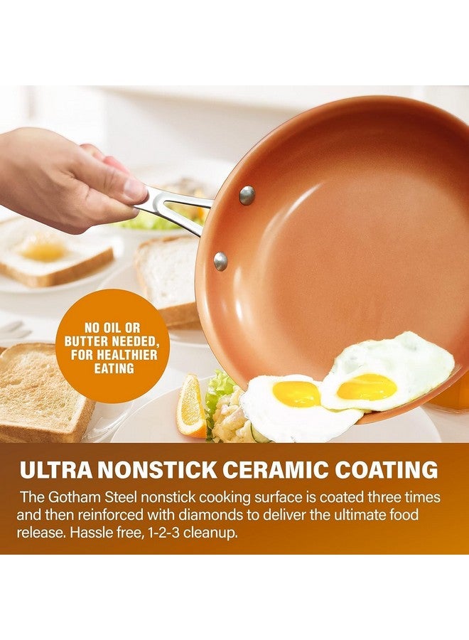جوثام ستيل مقلاة جوثام ستيل غير لاصقة مقاس 9.5 بوصة، مقلاة غير لاصقة، مقلاة سيراميك صحية وغير سامة للطهي، مقلاة غير لاصقة، مقلاة آمنة للاستخدام في الفرن، آمنة للاستخدام في غسالة الأطباق - نحاسي - Image 3
