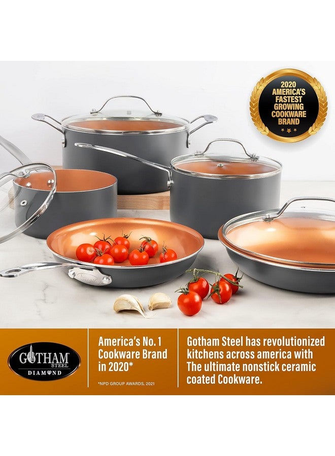 جوثام ستيل مقلاة جوثام ستيل غير لاصقة مقاس 9.5 بوصة، مقلاة غير لاصقة، مقلاة سيراميك صحية وغير سامة للطهي، مقلاة غير لاصقة، مقلاة آمنة للاستخدام في الفرن، آمنة للاستخدام في غسالة الأطباق - نحاسي - Image 2