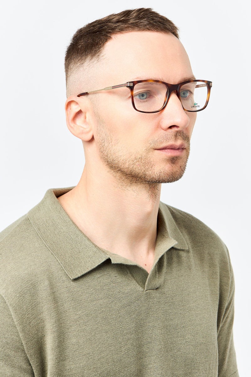 LACOSTE Men L2888 Rectangular Eyeglasses, Havana Brown - Image 2