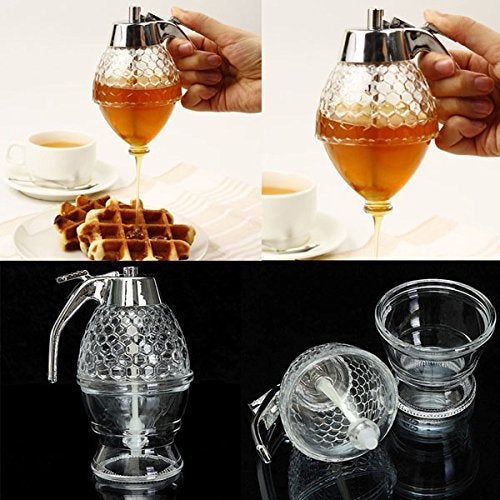 GET STAR Honey Syrup DispenserAcrylic Honey Dispenser with StandHoney Container Syrup and Sugar Jar Pot No Drip Honey Dispenser With High Capacity Acrylic Plastic Jar - Image 4