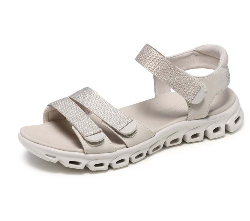 Skechers Women's GLIDE-STEP - COUNT ON ME, Adjustable Double Strap Slingback Sandal, Stone, 9M - Image 1