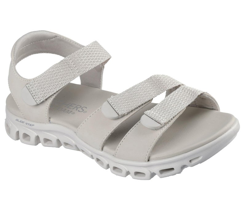 Skechers Women's GLIDE-STEP - COUNT ON ME, Adjustable Double Strap Slingback Sandal, Stone, 9M - Image 3