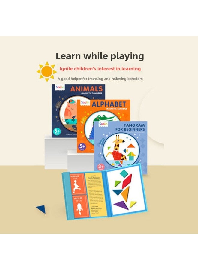 Saalin Shalin لعبة تانجرام مغناطيسية قابلة للتغيير، لعبة ألغاز هندسية محمولة، وسائل تعليمية لطلاب المدارس الابتدائية، ملصقات مغناطيسية - اللون: نموذج دخول (نموذج اللون الكلاسيكي) - Image 4
