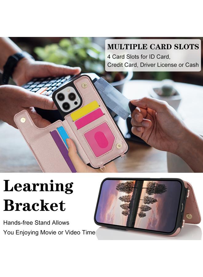 S-TOP Case For iPhone 16 Pro Max Double Bckle Card Slot Full Coverage Phone Case with Cross-body Strap - Image 4