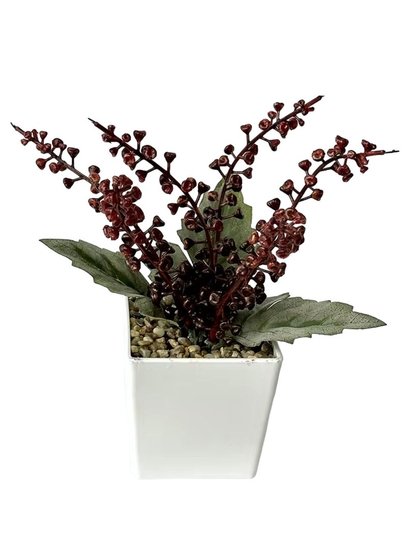 Huitich 6-String Plastic Artificial Mini Bonsai Red brown  - Image 1