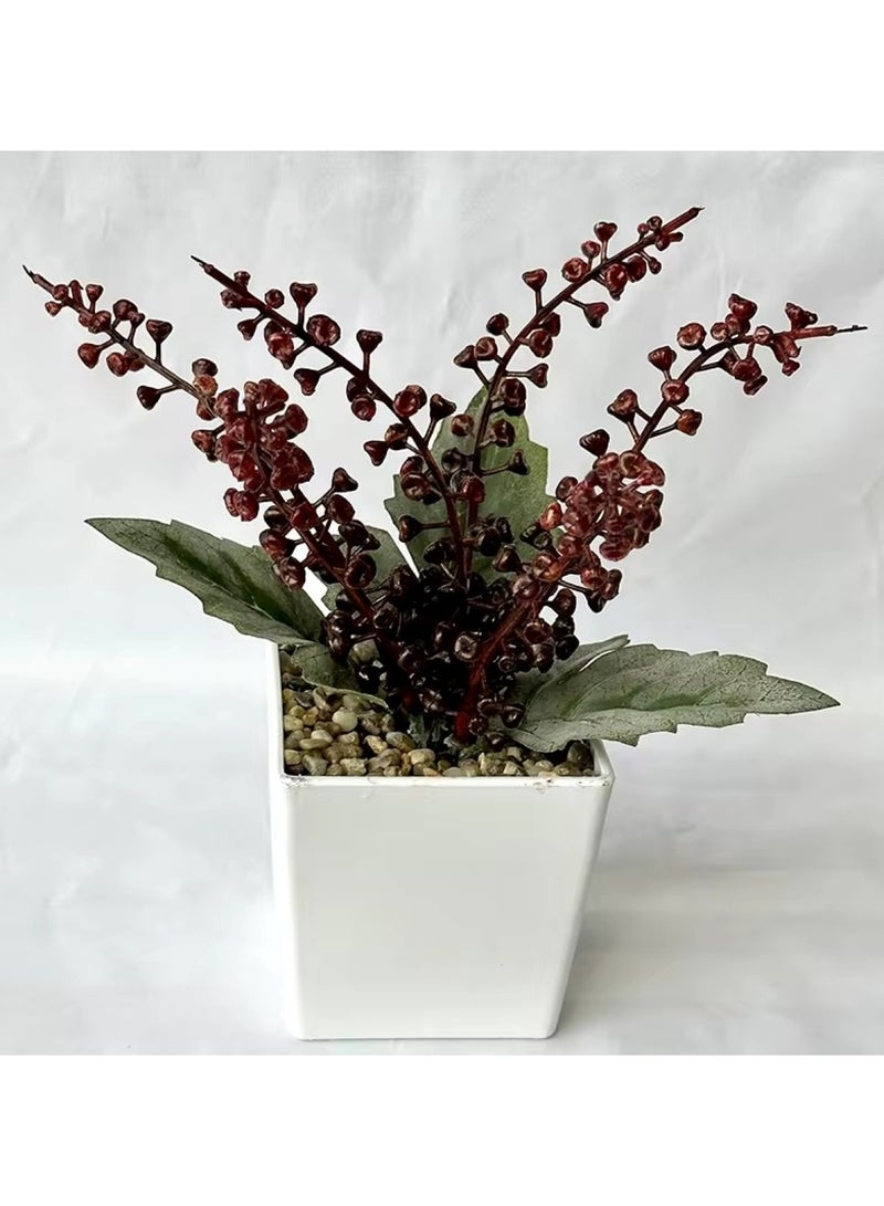 Huitich 6-String Plastic Artificial Mini Bonsai Red brown  - Image 4