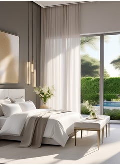 Raymond Raymond Home King Flat Sheet Bedsheet 210 Thread Count Luxurious Mercerized 100% Cotton Bedding Solid Bed Linen with 2 Pillow Case - White (2.24M x 2.54  M)  - Image 3